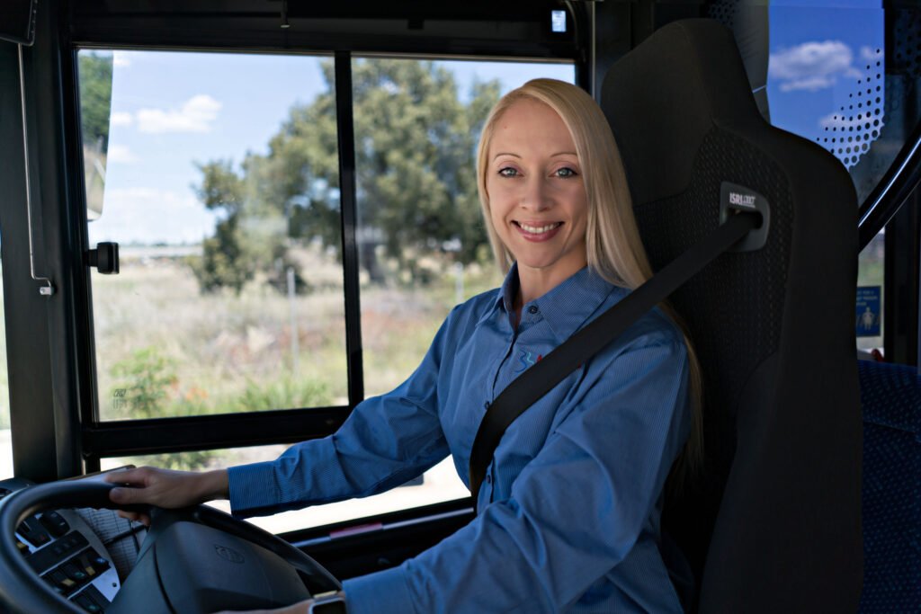 Bus drivers smiling